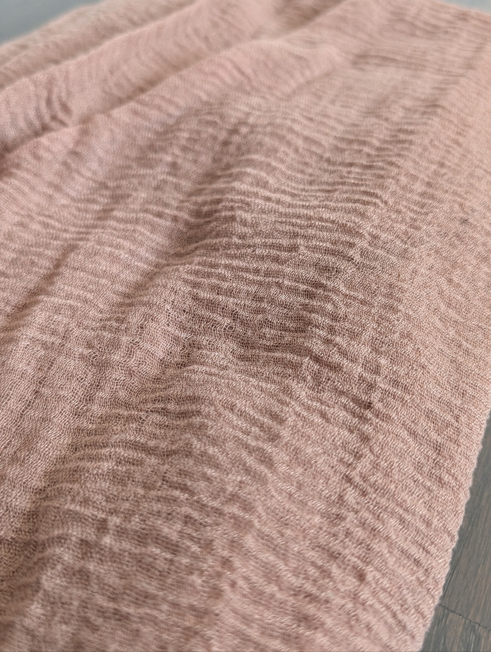 Vela Lightweight Frayed Edge Crinkle Hijab / Scarf, Dusty Beige - Picture 3 of 3